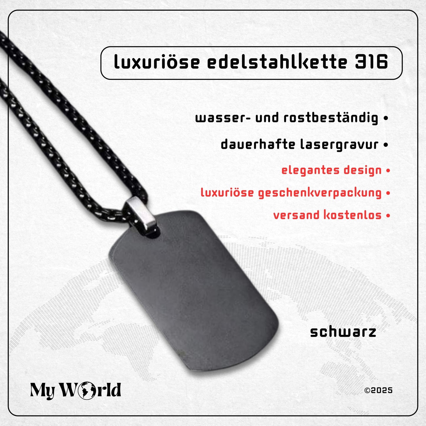 🔥 Gravur - Halskette mit deiner Botschaft – Persönliches Geschenk für jeden Anlass My World My World
