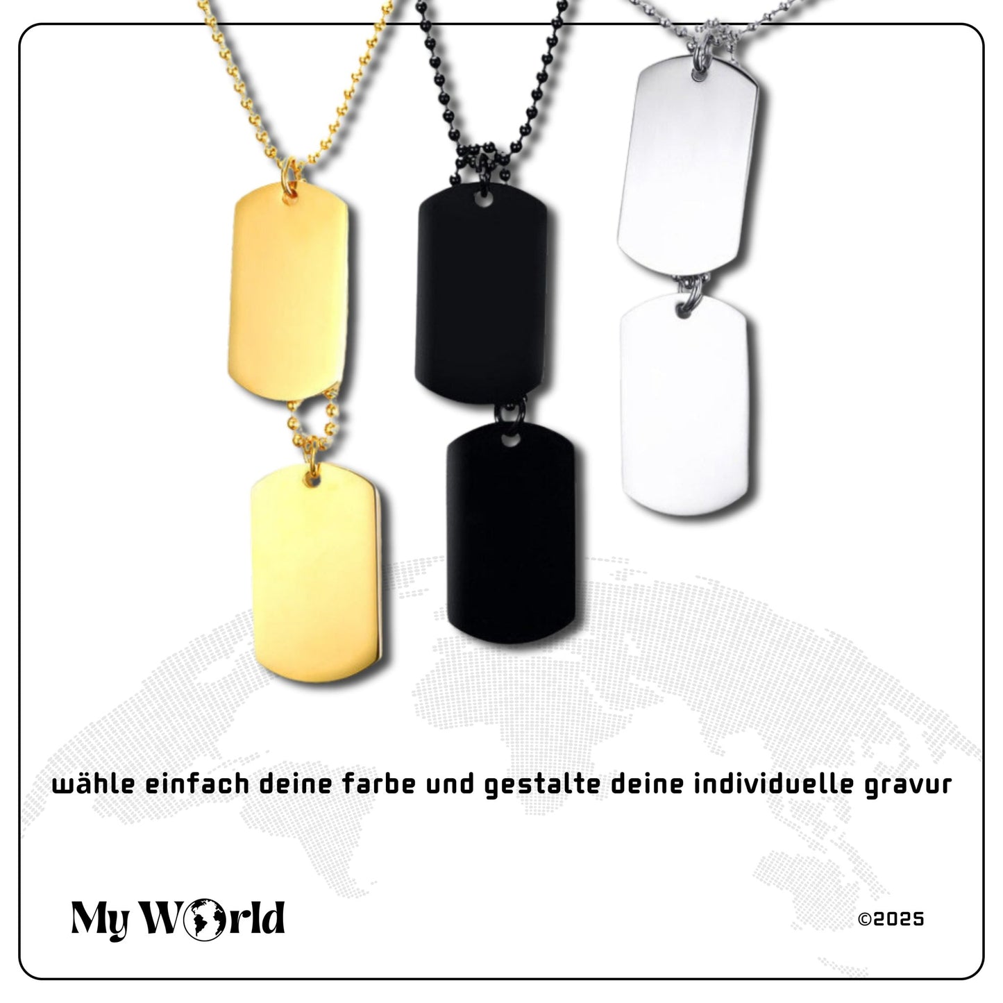 🔥 Gravur - Halskette mit deiner Botschaft – Persönliches Geschenk für jeden Anlass My World My World